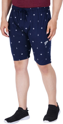 FEEL TRACK Printed Men Dark Blue Regular Shorts