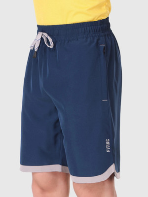 Fitinc Solid Men Blue Sports Shorts, Regular Shorts, Running Shorts, Gym Shorts, Cycling Shorts