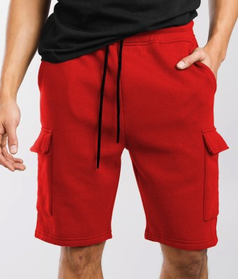 TRIPR Solid, Color Block Men Red Regular Shorts
