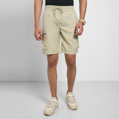 PEOPLE Solid Men White Basic Shorts