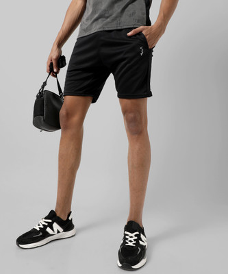 CAMPUS SUTRA Solid Men Black Regular Shorts