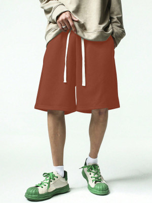 kviner Solid Men Brown Regular Shorts