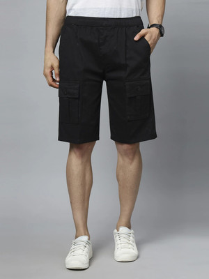 Ho Bindaass Solid Men Black Cargo Shorts