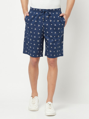 CRIMSOUNE CLUB Geometric Print Men Blue Regular Shorts