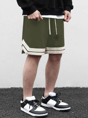 Culish Trend Color Block Men Green, White Sports Shorts