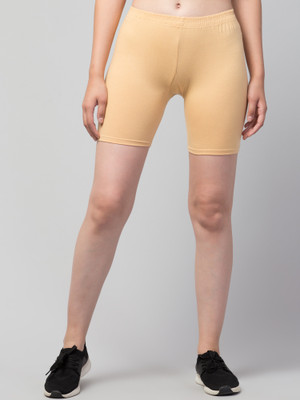 Viver Solid Women Beige Gym Shorts