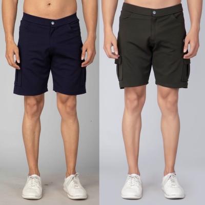 We Perfect Solid Men Blue, Green Casual Shorts