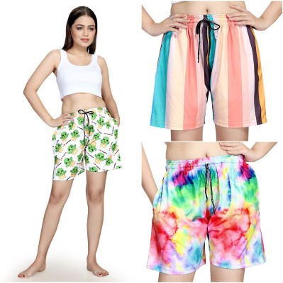 FAYDAMALL Printed Women Multicolor Bermuda Shorts