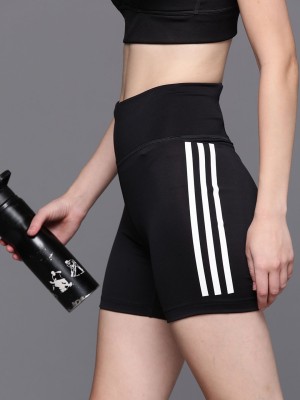 ADIDAS Striped Women Black Sports Shorts