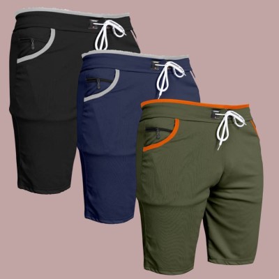 MAANU Solid Men Dark Blue, Black, Green Regular Shorts