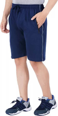 Wrodss Solid Men Blue Basic Shorts