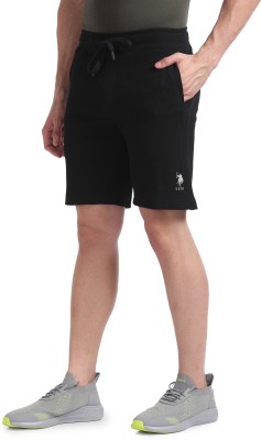 U.S. POLO ASSN. Self Design Men Black Basic Shorts