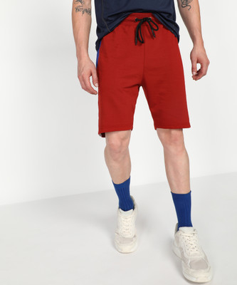 abof by Aditya Birla Solid Men Red Basic Shorts