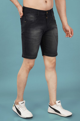 BREXX Solid Men Denim Dark Grey Denim Shorts