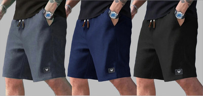 WeReKo Self Design Men Black, Dark Grey, Dark Blue Night Shorts, Running Shorts, Regular Shorts, Gym Shorts