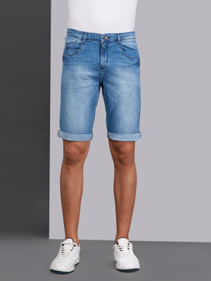 bEEVEE Solid Men Denim Blue Regular Shorts