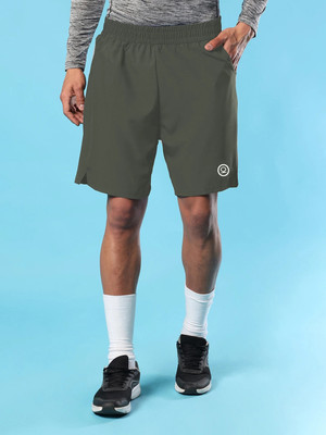 CHKOKKO Solid Men Green Running Shorts