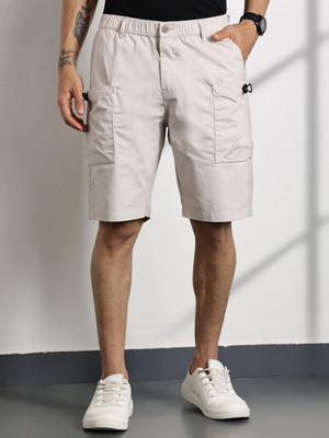 Thomas Scott Solid Men Beige Cargo Shorts