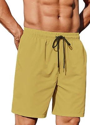 SkiFit Solid Men Khaki Regular Shorts