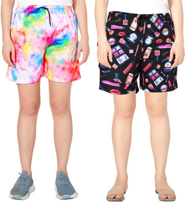 FAYDAMALL Printed Women Multicolor Regular Shorts