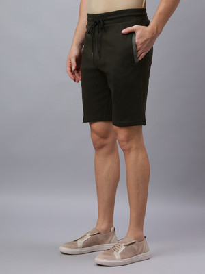 Ho Bindaass Solid Men Dark Green Basic Shorts