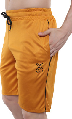 Xohy Striped Men Gold Bermuda Shorts