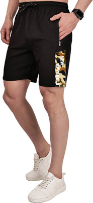 Newapparels Printed Men Black, Yellow Casual Shorts, Regular Shorts, Sports Shorts