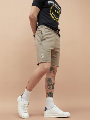SmileyWorld Solid Men Brown Basic Shorts