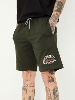 MAX Solid Men Green Casual Shorts