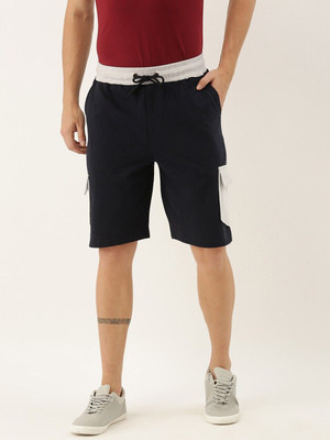 HouseOfCommon Solid Men Dark Blue Casual Shorts