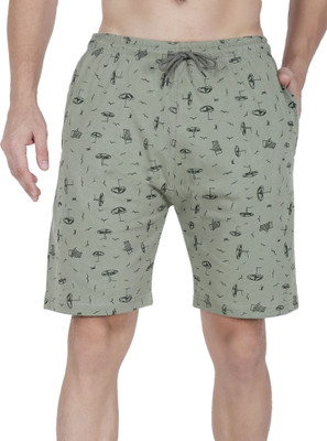 NEWZY Printed Men Green Basic Shorts