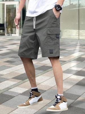 TYRELL Solid Men Dark Grey Cargo Shorts