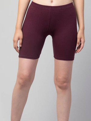 HiRRuX Solid Women Maroon Sports Shorts