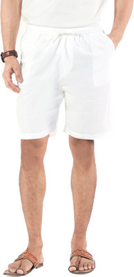 heyuman Solid Men White Casual Shorts