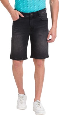 PARX Solid Men Black Denim Shorts