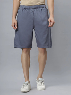 Ho Bindaass Solid Men Grey Basic Shorts
