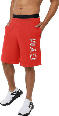 HOTFITS Solid Men Red Basic Shorts