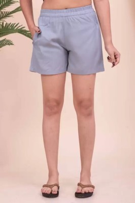 Mirayya Enterprises Solid Women Grey Casual Shorts