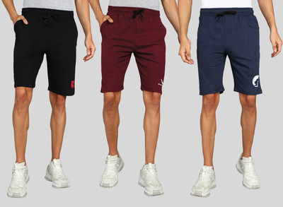 GYRFALCON Self Design Men Black, Maroon, Blue Regular Shorts