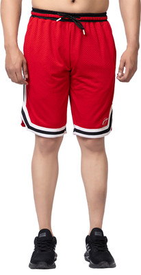 OSCILLATE Solid Men Red Gym Shorts