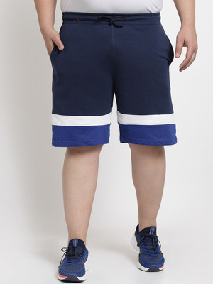 PLUSS Solid Men Blue Regular Shorts
