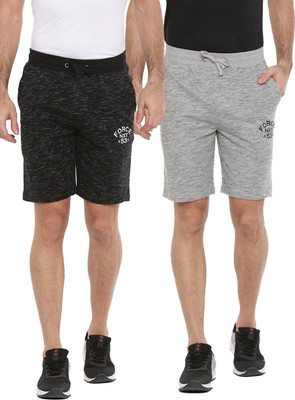 Force NXT Self Design Men Black, Grey Regular Shorts