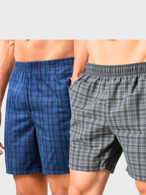 URBANICE Checkered Men Dark Grey, Dark Blue Basic Shorts