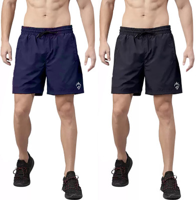 CROSS SPIRIT Solid Men Blue, Black Sports Shorts