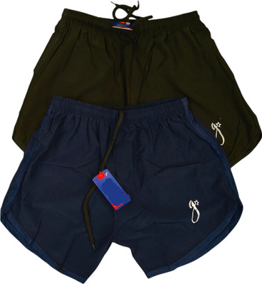 GStarTextiles Solid Men Black, Dark Blue Running Shorts