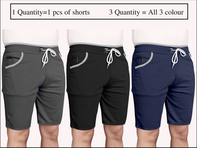 WeReKo Solid Men Silver Regular Shorts