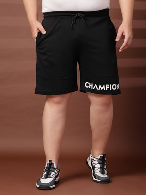 PLUSS Solid Men Black Regular Shorts