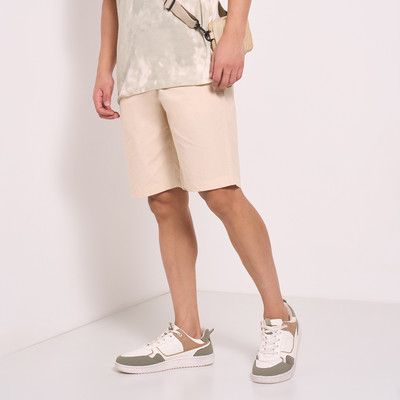 7 Alt by Pantaloons Solid Men Beige Basic Shorts