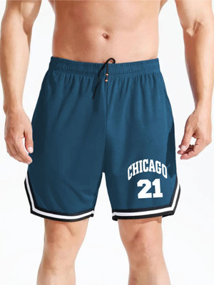 Culish Trend Printed Men Blue Gym Shorts, Sports Shorts