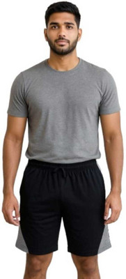 new lifefashione Color Block Men Black, Grey Regular Shorts